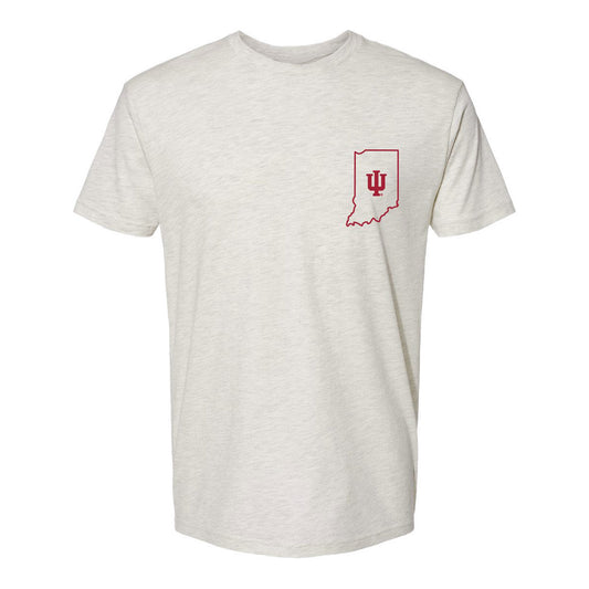 Indiana Hoosiers 812 Bloomington Map Oatmeal T-Shirt - Front View