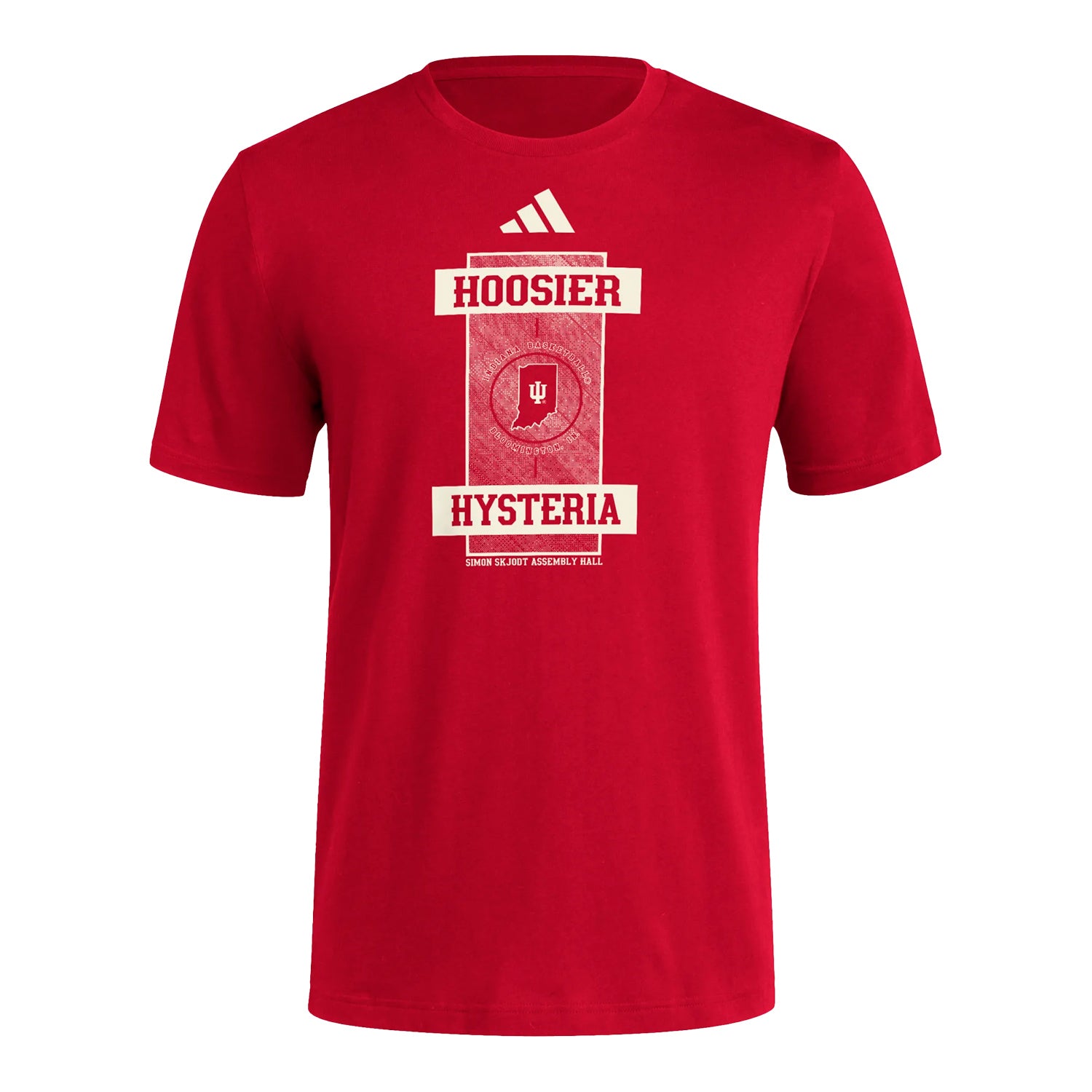 Indiana Hoosiers 2024 Hoosier Hysteria Crimson T-Shirt - Front View