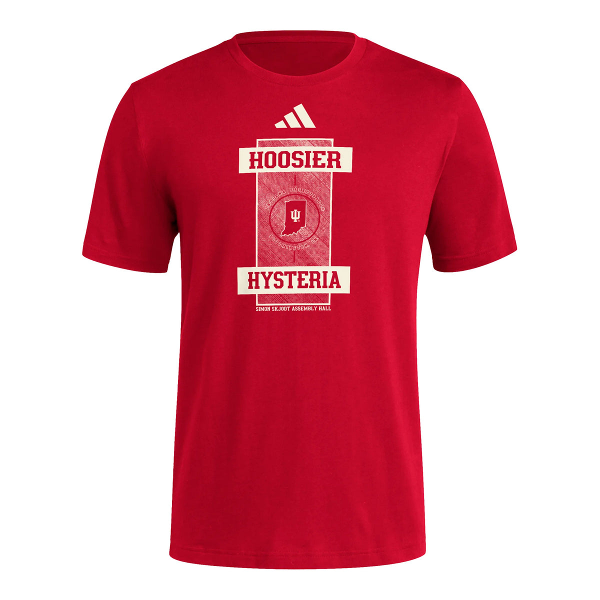 Indiana Hoosiers 2024 Hoosier Hysteria Crimson T-Shirt - Front View