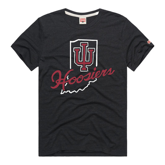 Indiana Hoosiers Vintage Hoosier State Black T-Shirt - Front View