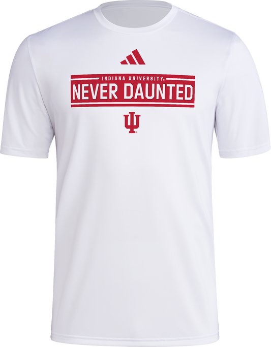 Indiana Hoosiers Never Daunted White T-Shirt - Front View