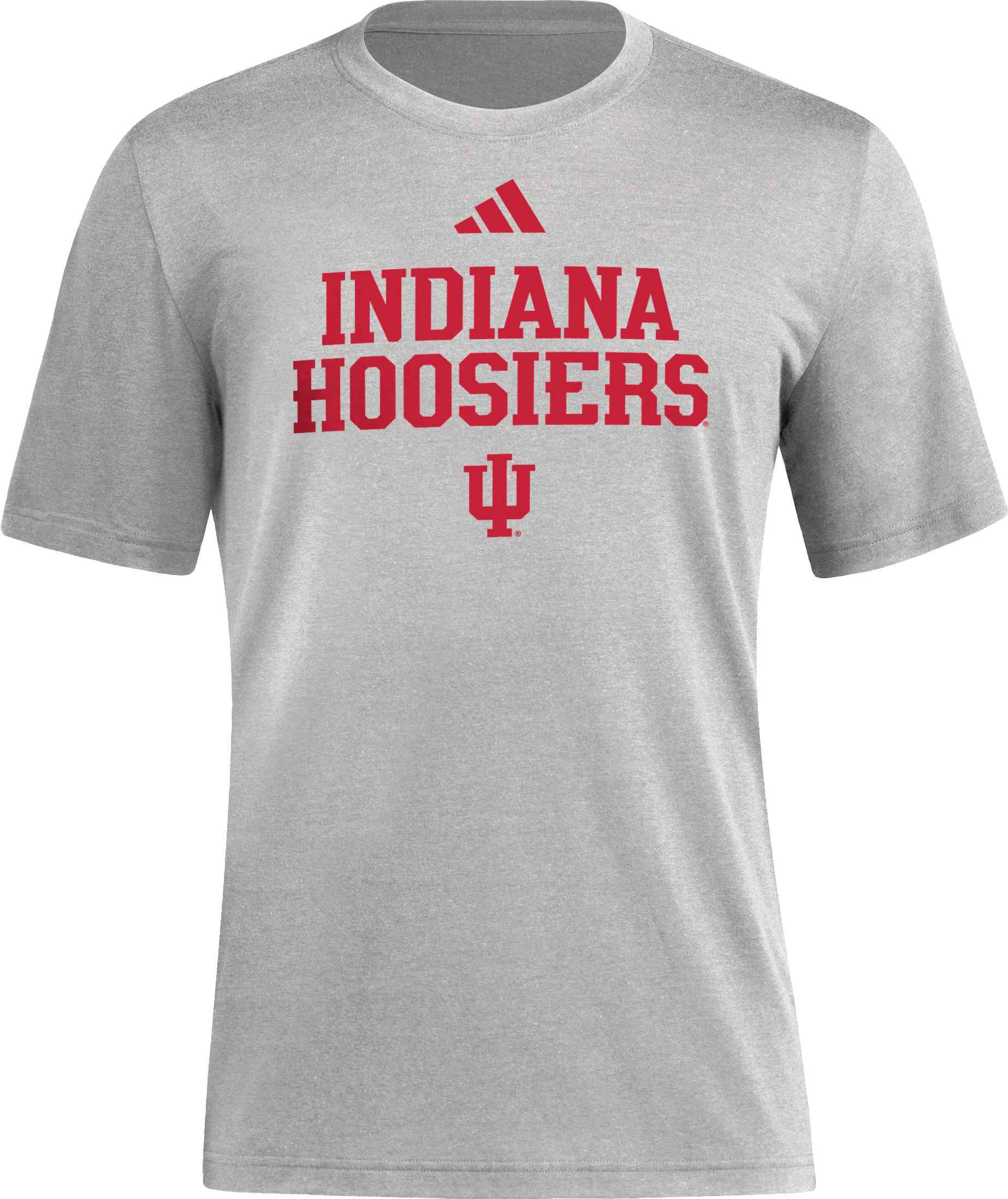 Indiana Hoosiers Adidas Short Sleeve Grey T-Shirt - Front View