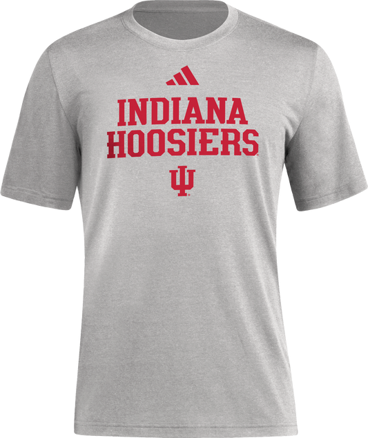 Indiana Hoosiers Adidas Short Sleeve Grey T-Shirt - Front View