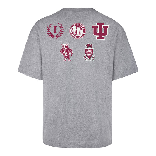 Indiana Hoosiers 47 Brand Grey Throwback Logos T-Shirt - Back View