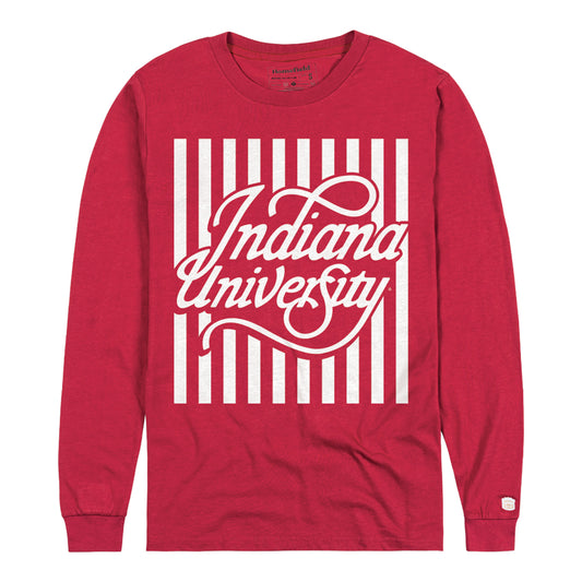 Indiana Hoosiers Candy Stripe Script Long Sleeve T-Shirt - Front View