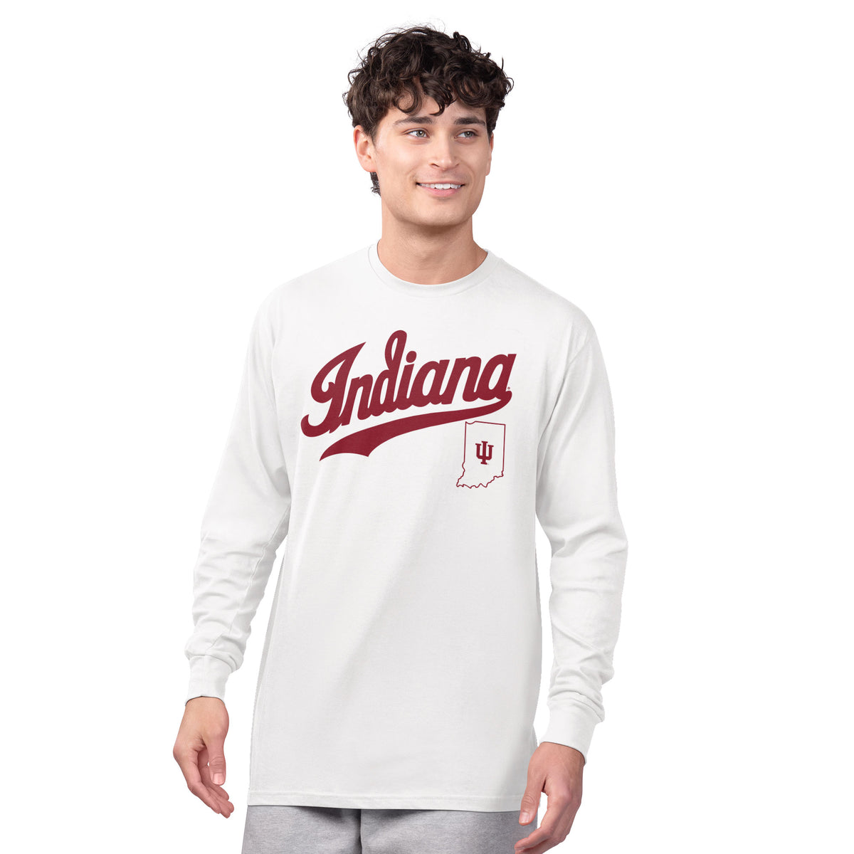 Indiana Hoosiers State Outline Long Sleeve T-Shirt
