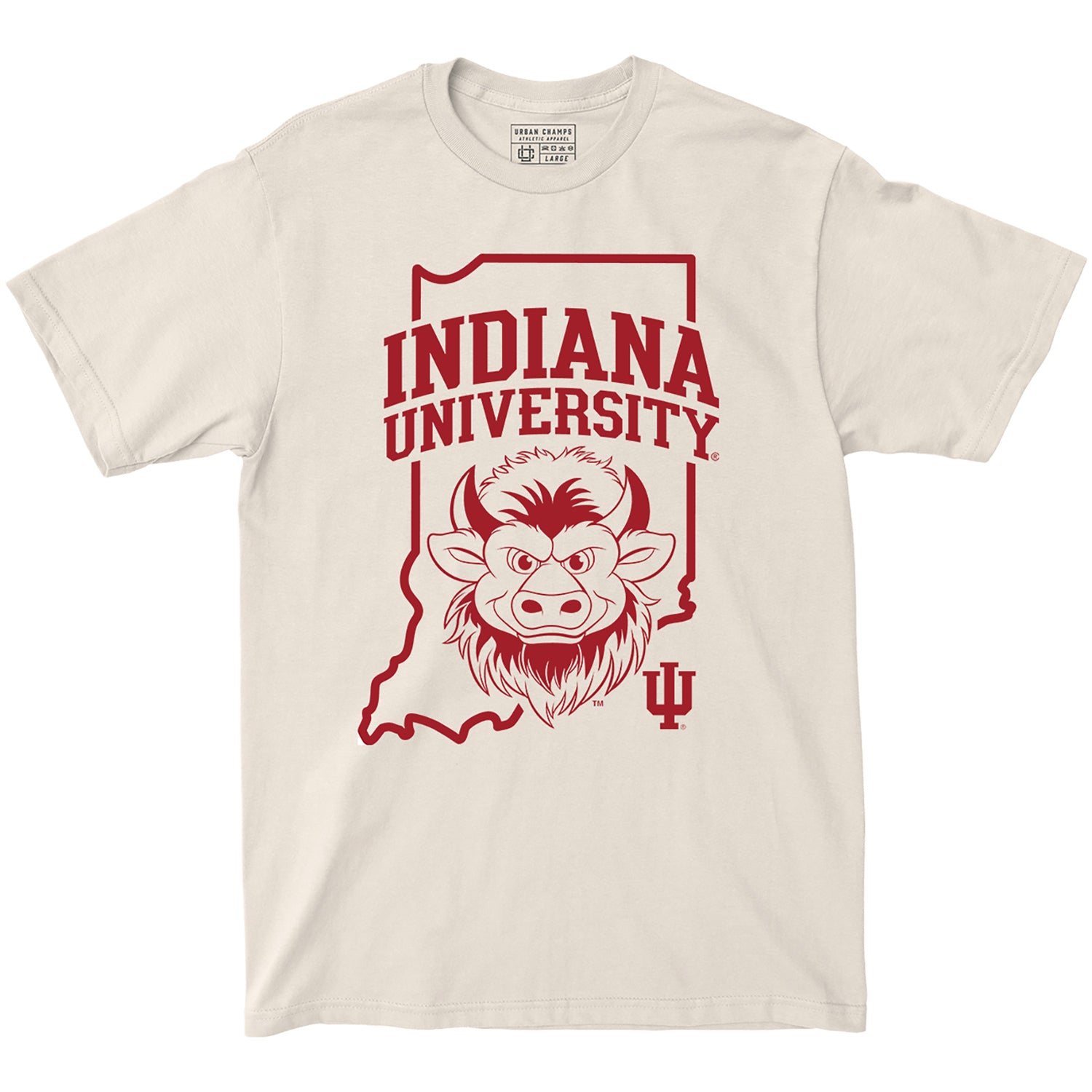 Indiana Hoosiers Hoosier the Bison State Outline T-Shirt - Front View