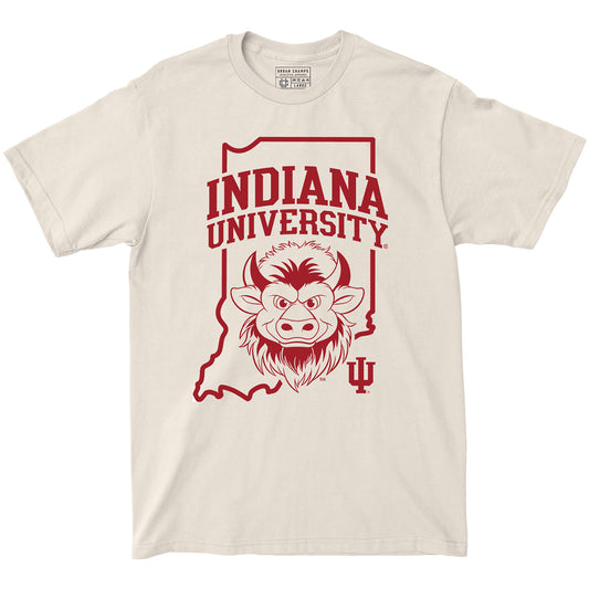 Indiana Hoosiers Hoosier the Bison State Outline T-Shirt - Front View