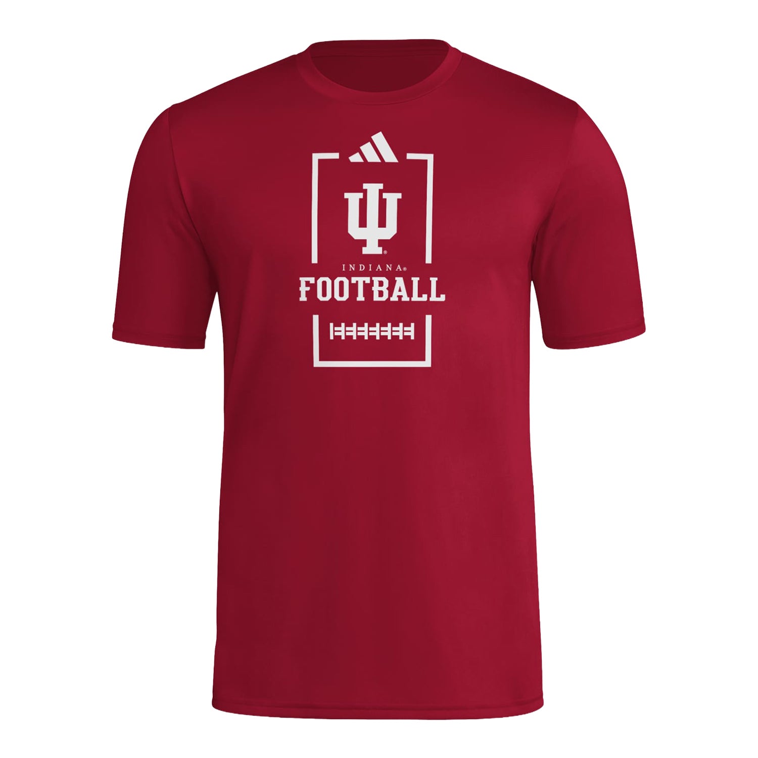 Indiana Hoosiers adidas Football Rectangle with Laces Pregame T-Shirt - Front View