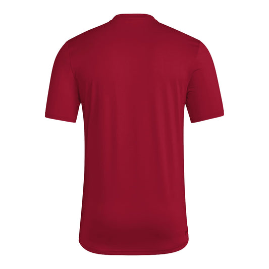 Indiana Hoosiers adidas Football Rectangle with Laces Pregame T-Shirt - Back View
