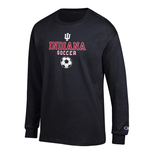 Indiana Hoosiers Soccer Black Long Sleeve T-Shirt - Front View