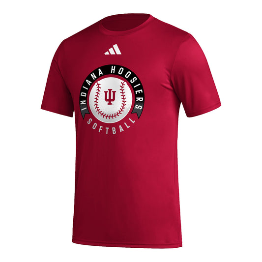 Indiana Hoosiers Adidas Softball Crimson T-Shirt - Front View