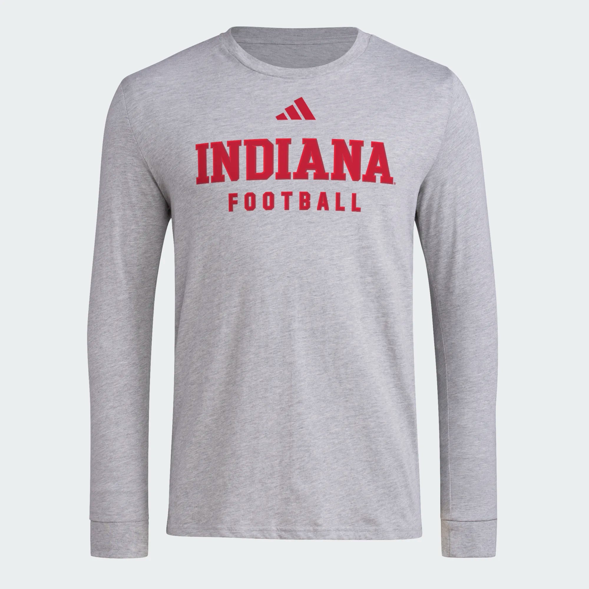 Indiana Hoosiers Football Adidas Grey Long Sleeve Practice T-Shirt - Front View