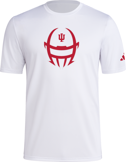 Indiana Hoosiers Football Adidas White Helmet Logo T-Shirt