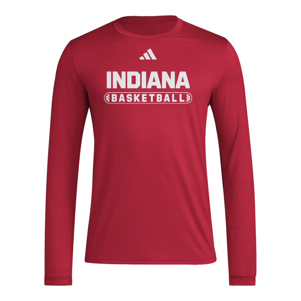 Indiana Hoosiers Long Sleeve Adidas Basketball T-Shirt - Front View