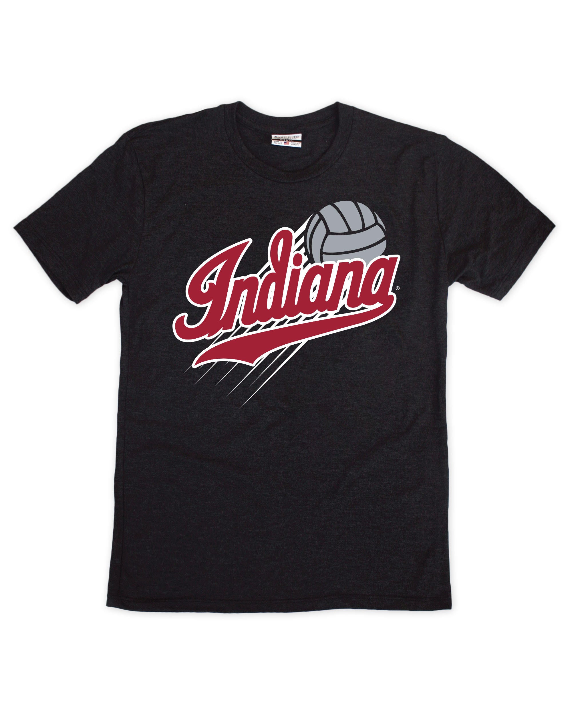 Indiana Hoosiers Volleyball Script Wordmark Black Tee - Front View