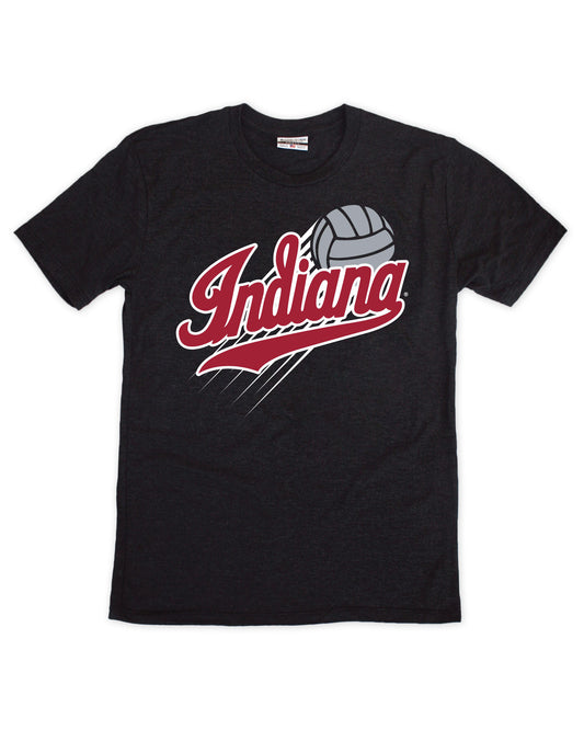 Indiana Hoosiers Volleyball Script Wordmark Black Tee - Front View