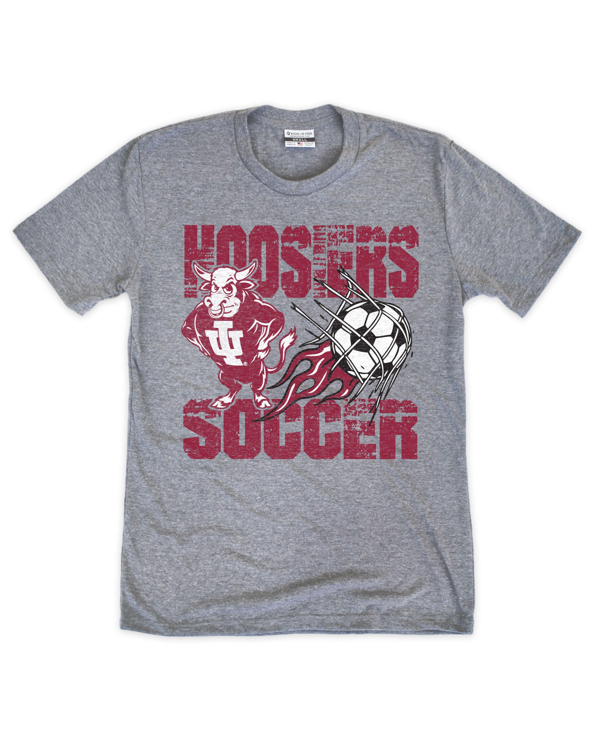 Indiana Hoosiers Soccer Retro Bison Graphic Tee - Front View