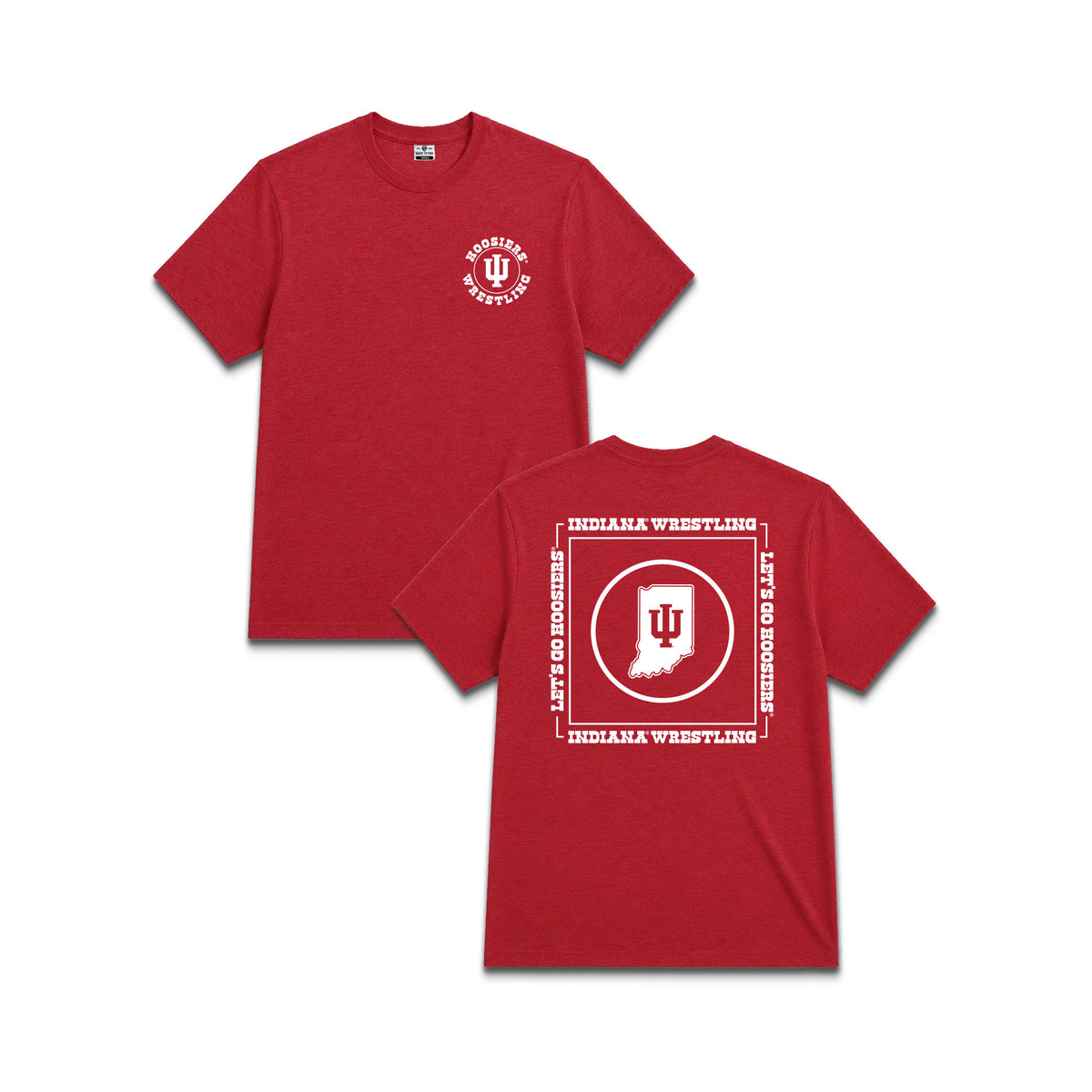 Indiana Hoosiers Wrestling Red State Outline Tee