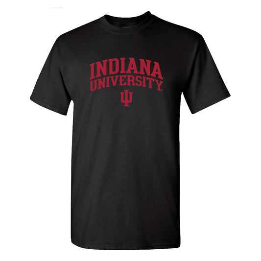 Indiana Hoosiers Stacked Arched Black T-Shirt - Front View