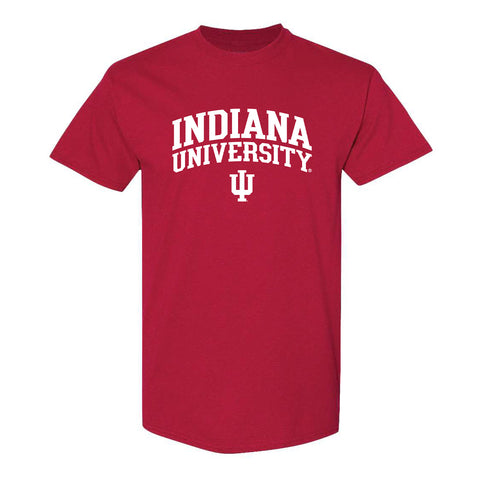 Indiana Hoosiers Stacked Arched Crimson T-Shirt - Front View