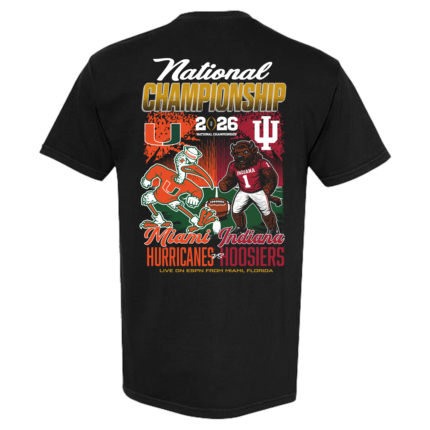 Indiana Hoosiers CFP 2025-2026 National Championship Match Up T-Shirt