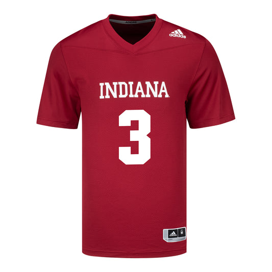 Indiana Hoosiers Adidas #3 Omar Cooper Jr. Crimson Student Athlete Football Jersey - Front View