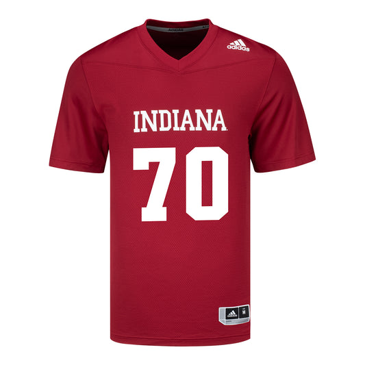 Indiana Hoosiers Adidas #70 Bubba Jeffries Crimson Student Athlete Football Jersey - Front View