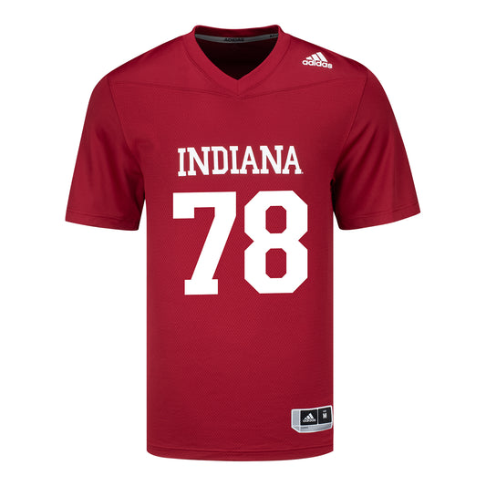Indiana Hoosiers Adidas #78 Cooper Jones Crimson Student Athlete Football Jersey - Front View