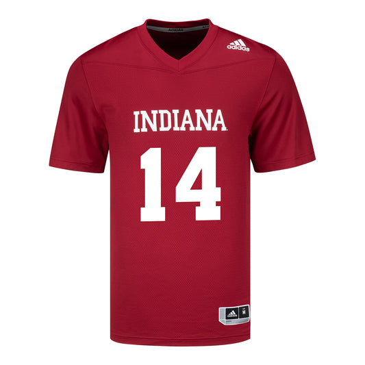 Indiana Hoosiers Adidas #14 Broc Lowry Crimson Student Athlete Football Jersey - Front View