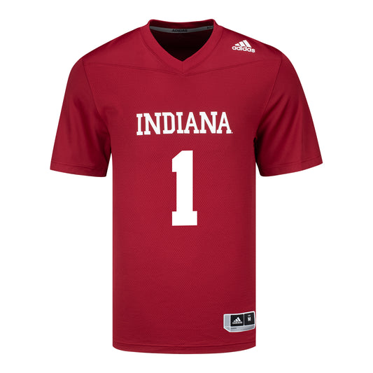 Indiana Hoosiers Adidas #1 Donaven McCulley Crimson Student Athlete Football Jersey - Front View