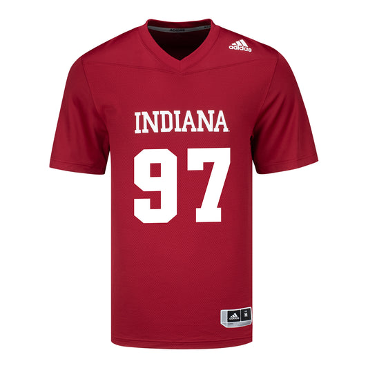 Indiana Hoosiers Adidas #97 Jaxon Miller Crimson Student Athlete Football Jersey - Front View