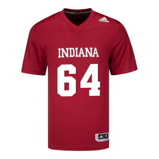 Indiana Hoosiers Adidas #64 Race Stewart Crimson Student Athlete Football Jersey - Front View