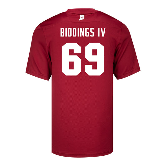 Indiana Hoosiers Adidas #69 Carl Biddings IV Crimson Student Athlete Football Jersey - back View