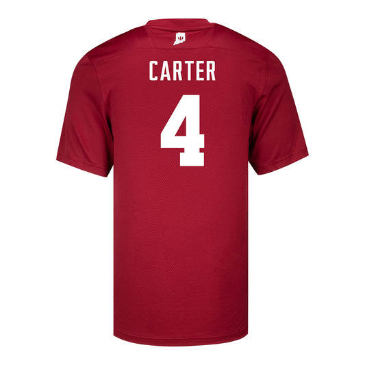 Indiana Hoosiers Adidas #4 DeQuece Carter Crimson Student Athlete Football Jersey - Back View