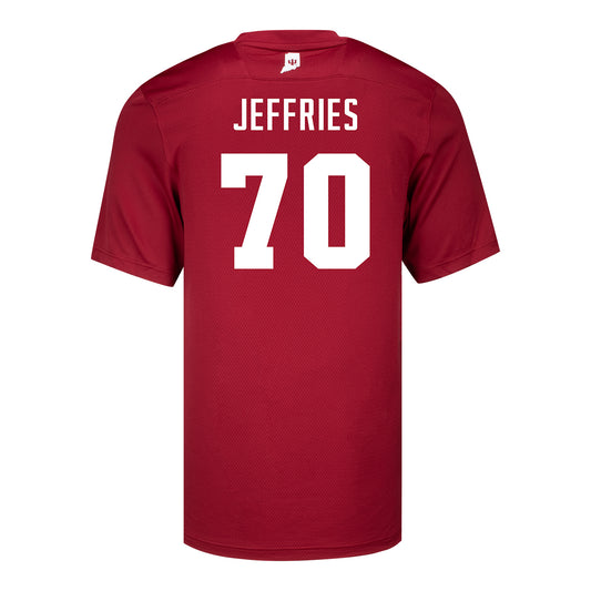 Indiana Hoosiers Adidas #70 Bubba Jeffries Crimson Student Athlete Football Jersey - Back View