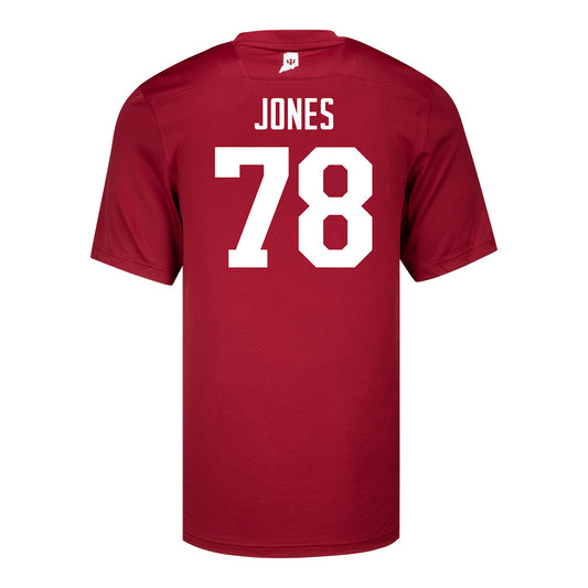 Indiana Hoosiers Adidas #78 Cooper Jones Crimson Student Athlete Football Jersey - Back View