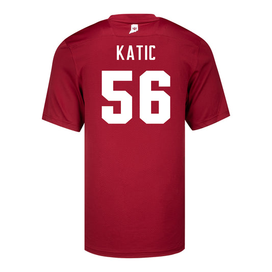 Indiana Hoosiers Adidas #56 Mike Katic Crimson Student Athlete Football Jersey - Back View