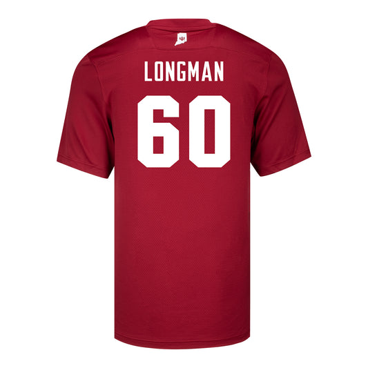 Indiana Hoosiers Adidas #60 Max Longman Crimson Student Athlete Football Jersey - Back View