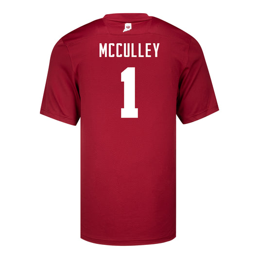 Indiana Hoosiers Adidas #1 Donaven McCulley Crimson Student Athlete Football Jersey - Back View