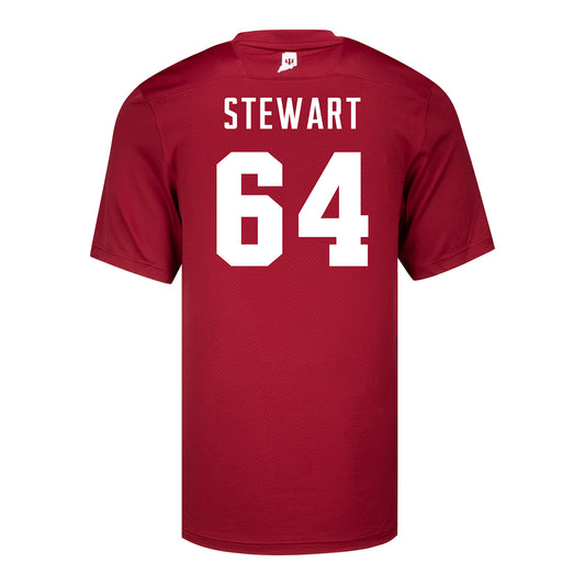 Indiana Hoosiers Adidas #64 Race Stewart Crimson Student Athlete Football Jersey - Back View