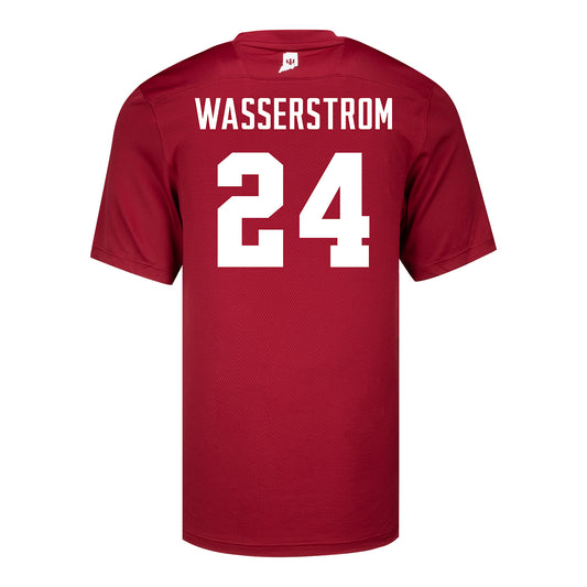 Indiana Hoosiers Adidas #24 Jackson Wasserstrom Crimson Student Athlete Football Jersey - BAck View