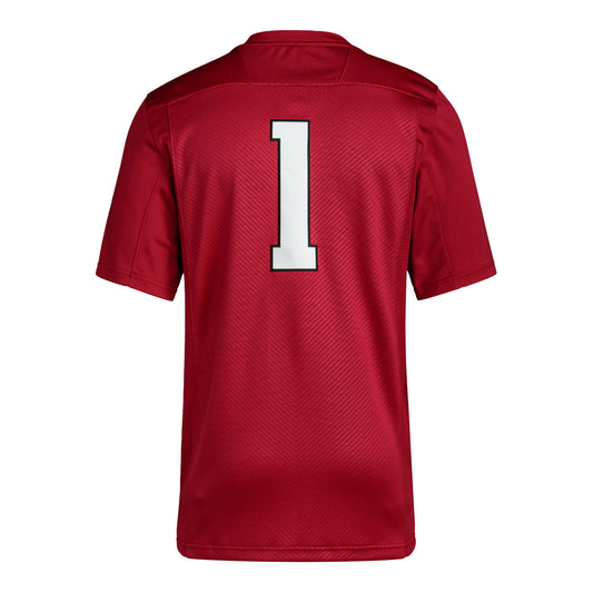 Indiana Hoosiers Adidas Football #1 Premier Crimson Jersey - Back View