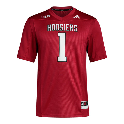 Indiana Hoosiers Adidas Football #1 Premier Crimson Jersey - Front View