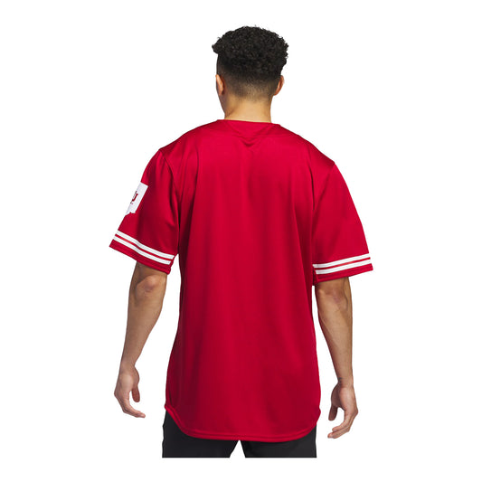 Indiana Hoosiers Adidas Reverse Retro Replica Baseball Crimson Jersey - Back View