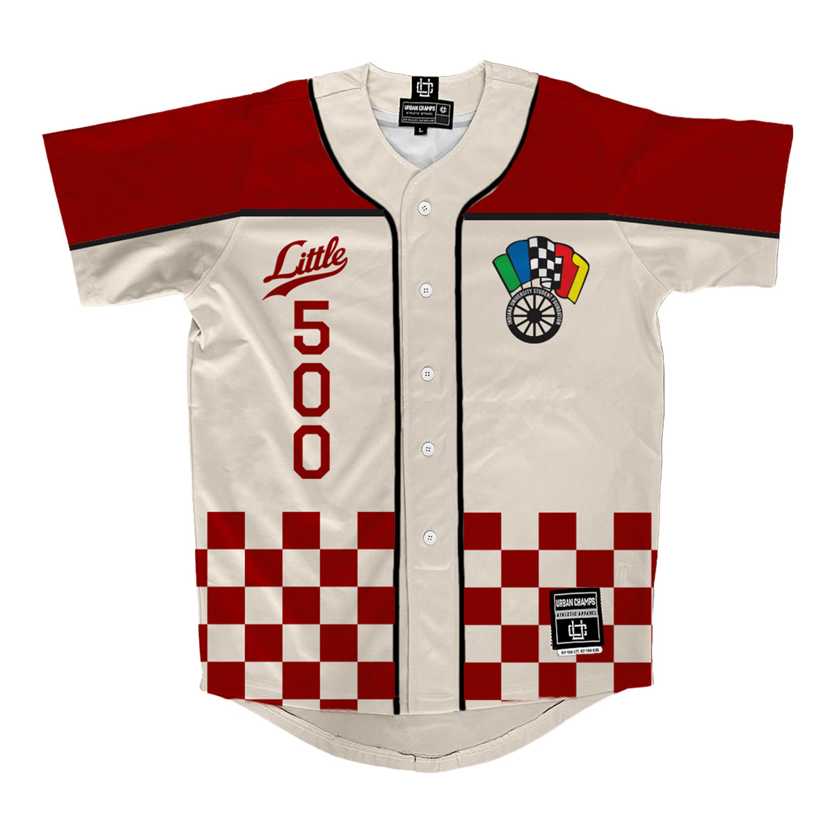 Indiana Hoosiers Little 500 Checkered Baseball Jersey - Front View