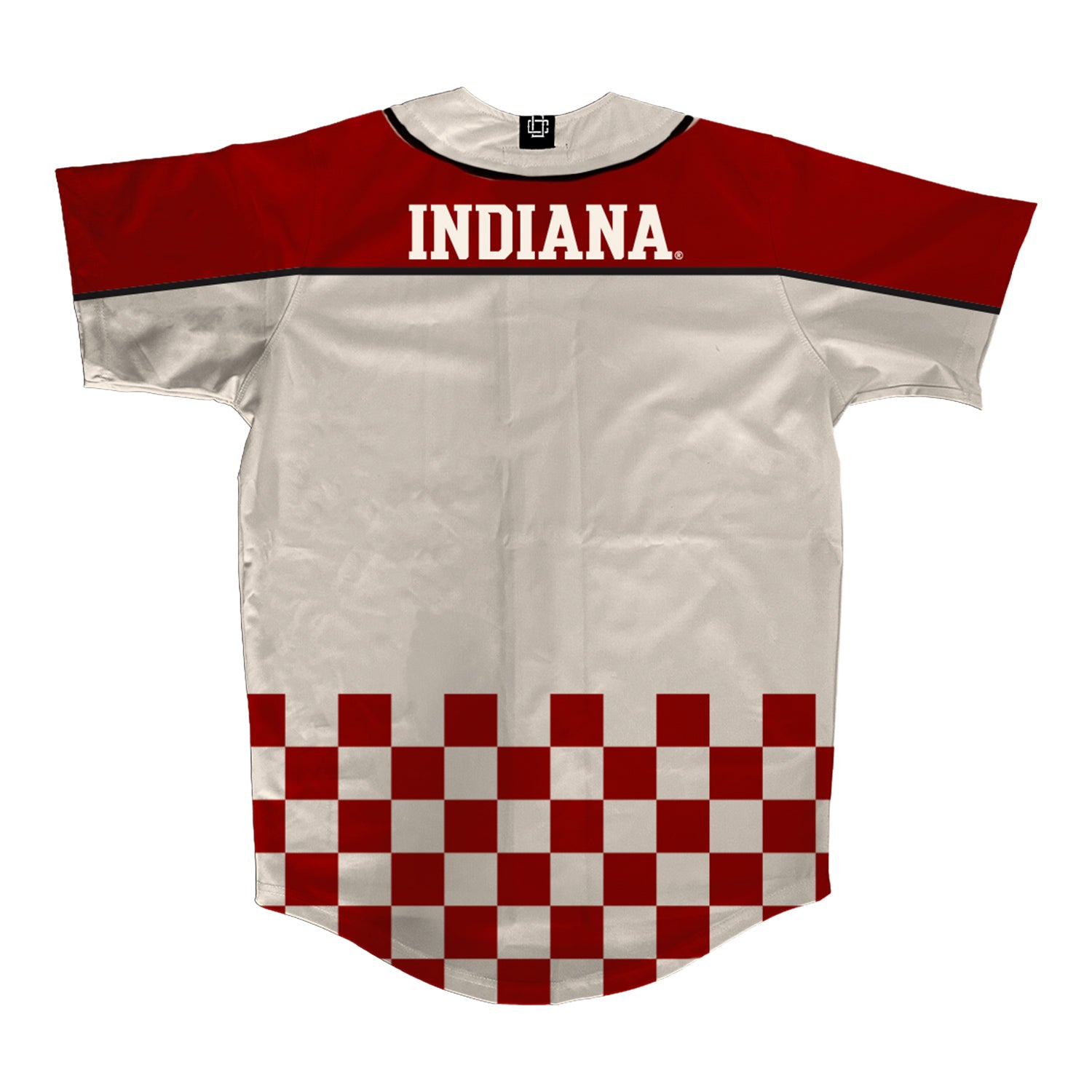 Indiana Hoosiers Little 500 Checkered Baseball Jersey - Back View