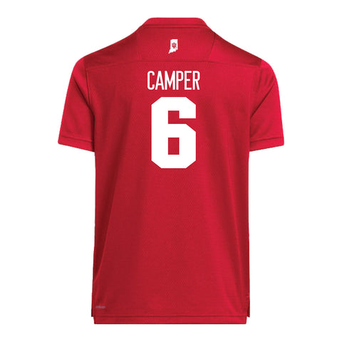 Indiana Hoosiers Adidas #6 Cam Camper Crimson Student Athlete Football Jersey - Back View