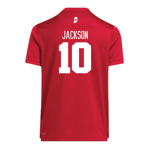 Indiana Hoosiers Adidas #10 Myles Jackson Crimson Student Athlete Football Jersey - Back View