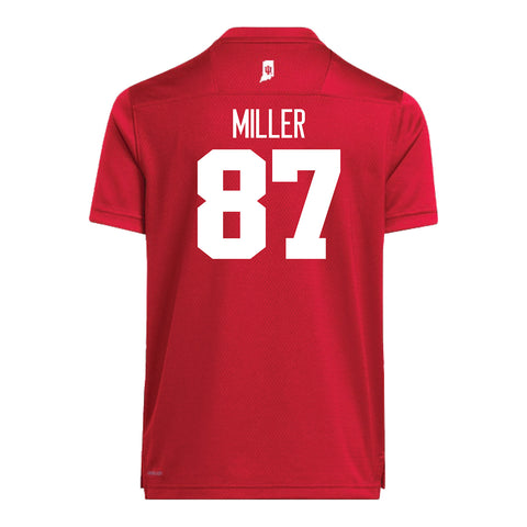 Indiana Hoosiers Adidas #87 Ryan Miller Crimson Student Athlete Football Jersey - Back View
